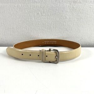 The Limited Women's Cream Genuine Leather Belt Silver Buckle Size Small